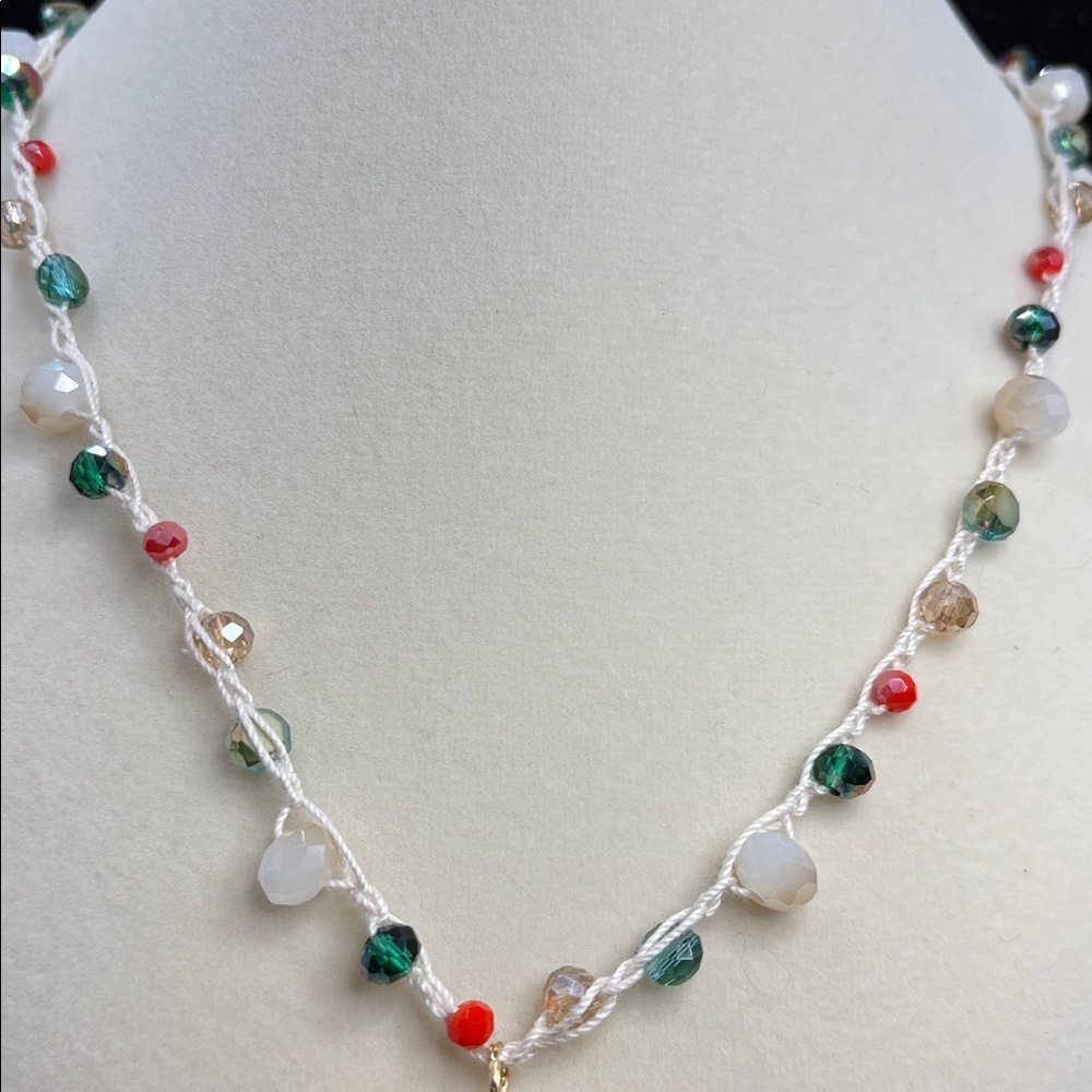 Dragonfly Beaded Crochet Necklace | Colorful Glass Beads | Adjustable 17” - Picture 5 of 9